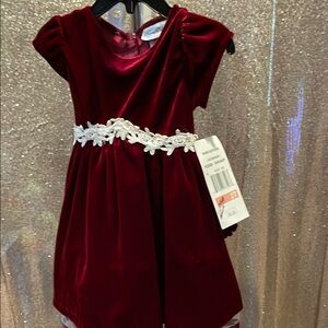 Girls Velvet Holiday Dress with Lace Waist NWT